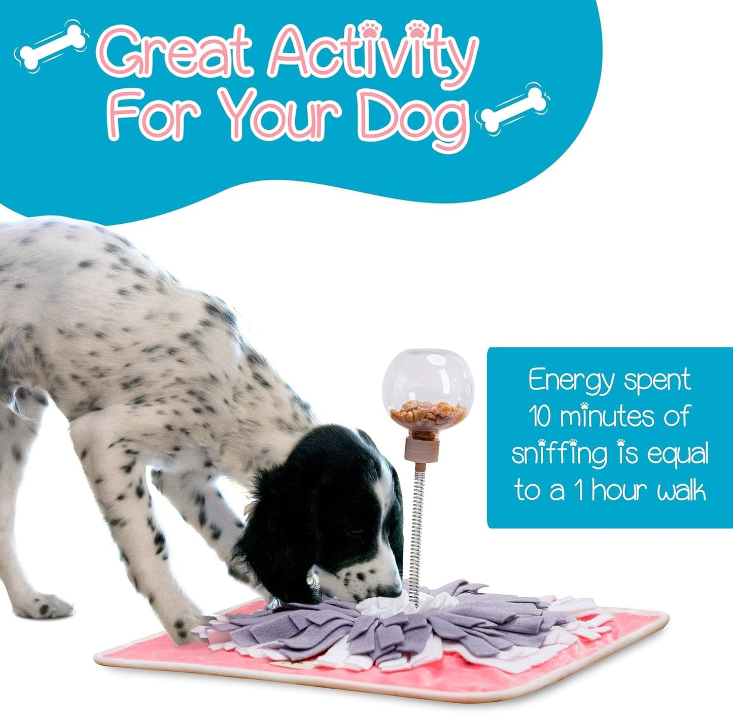 Snuffle Mat (Premium Mat with Treat Ball) Interactive Dog Toy for Pet Enrichment - Puzzle Feeder for Exercise and Stress Relief - Slow Feeder