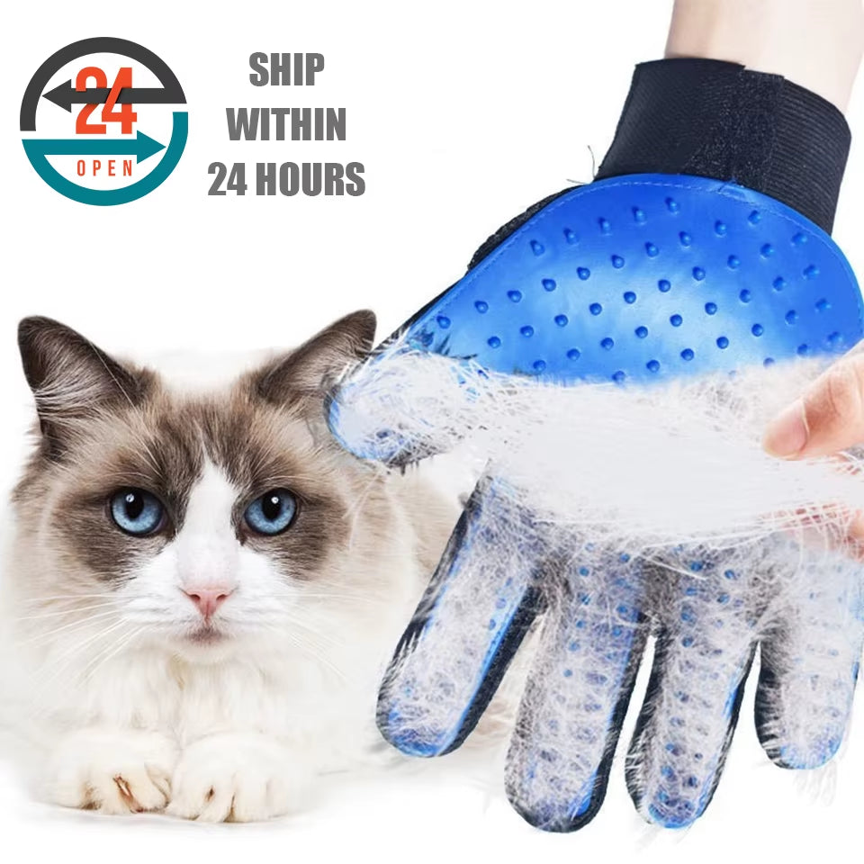 Dualpet Pet Grooming Glove for Dog Cats Glove Pet Hair Deshedding Brush Comb Glove Pet Dog Cleaning Massage Glove Accessories
