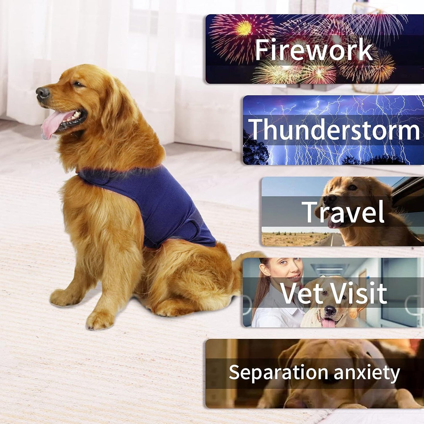 Comfort Dog Anxiety Relief Coat, Dog Anxiety Calming Vest Wrap for Thunderstorm,Travel,4Th of July Fireworks,Vet Visits,Separation Anxiety Relief for Dogs (X-Small (Pack of 1), Navy)