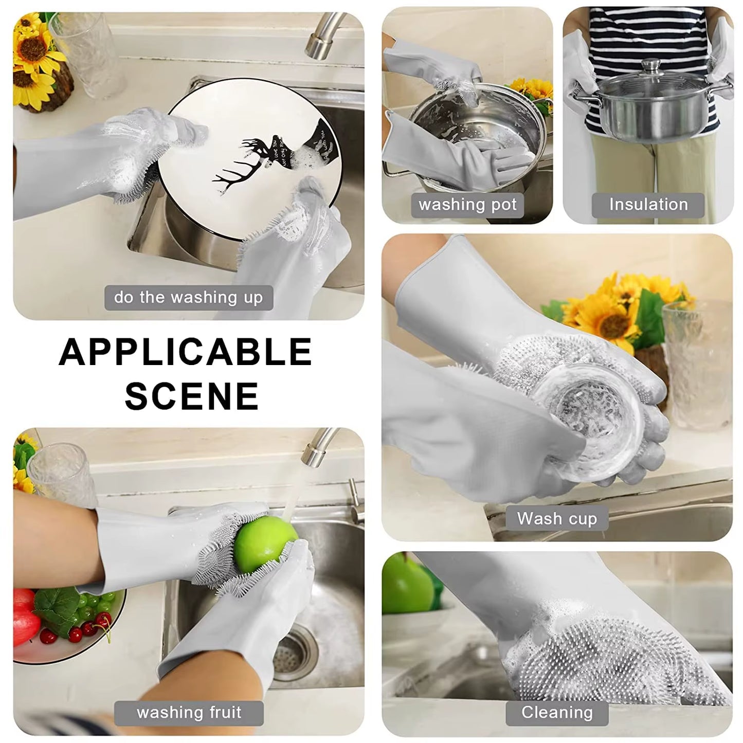 Pet Grooming Cleaning Gloves Dog Cat Bathing Shampoo Glove Scrubber Magic Dishwashing Cleanner Sponge Silicon Hair Removal Glove