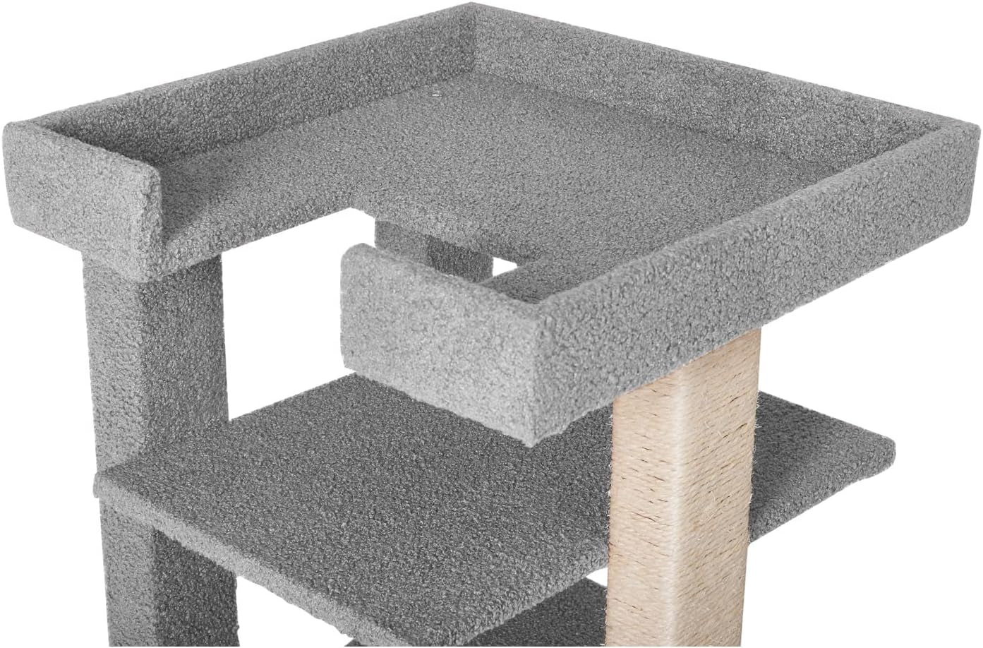 Callie 3-Level Cat Tree Tower, Multi-Level Kitten Tower Play House Activity Center, Kitty Pet Tree House Furniture for Indoor Cats – Gray