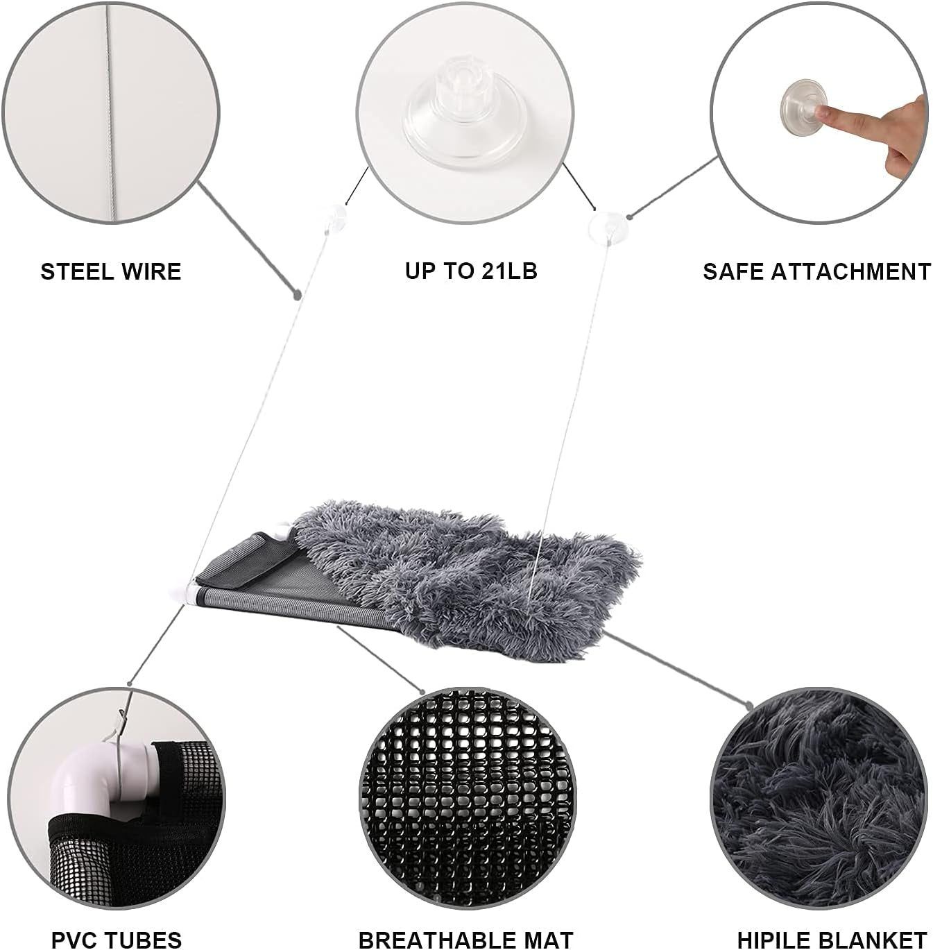 Cat Window Perch, Cat Hammock Window Seat, Space Saving Window Mounted Cat Bed,Providing All around 360°Sunbath for Indoor