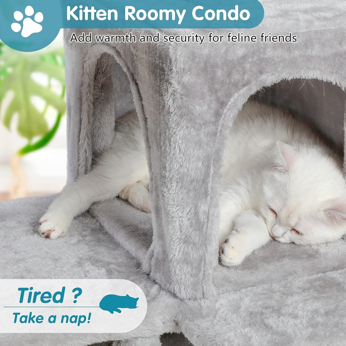 Cat Tower 39” Cat Tree Multi-Level Cat House Condo Furniture with Scratching Posts & Climbing Ladder Kitten Kitty Stand Play House Activity Center for Indoor Cats to Play & Rest, Gray