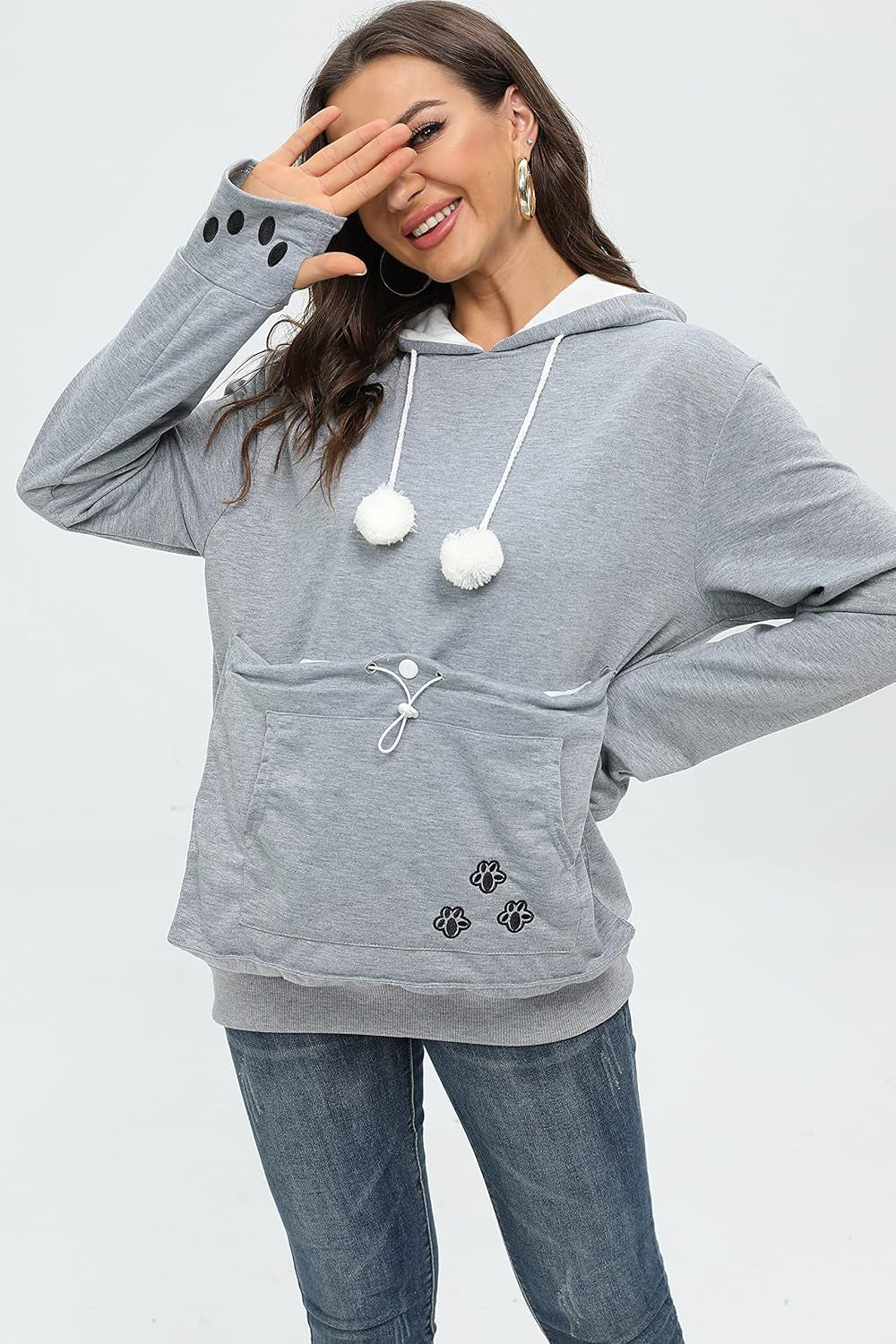Fleece Pet Cat Small Day Pouch Hoodie Carrier Holder Carrying Sweatshirt Kangaroo Pocket