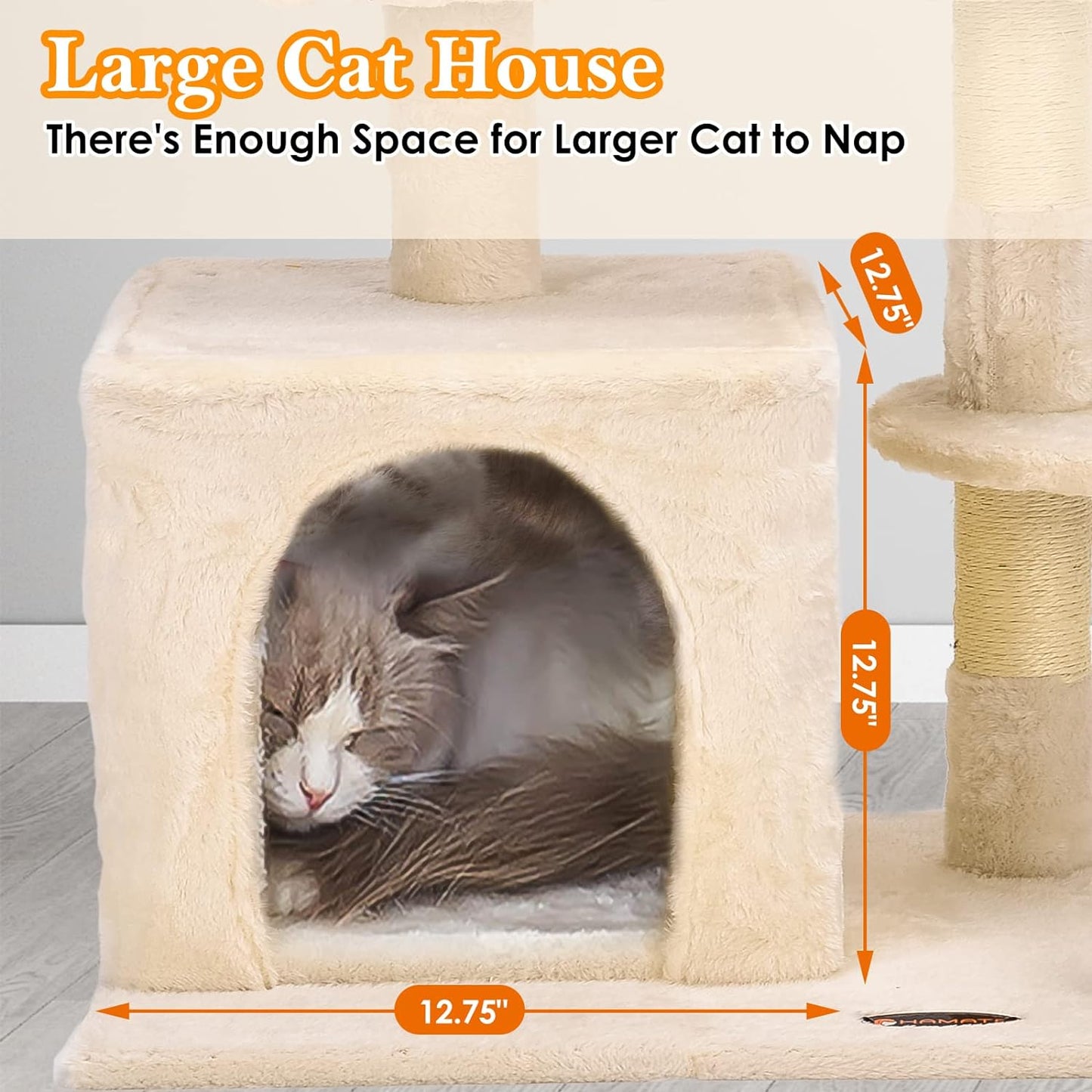 Cat Tree Tower, Cat Condo Tree Climbing Frame Furniture with Scratching Post Cat House for Outdoor Indoor Cat Tower Cat Activity Centre for Sleeping and Playing (33.5" Beige)
