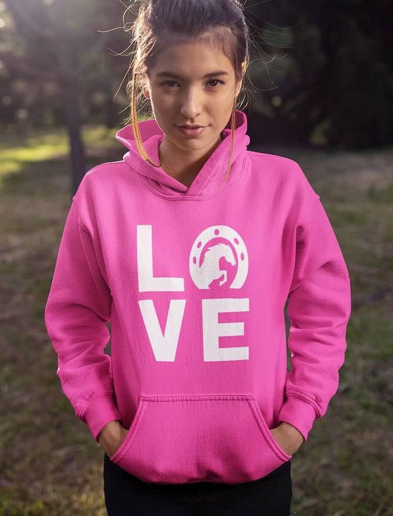Horseshoe Print Love Hoodie for Women Teen Girls Equestrian Horseback Riding Horse Sweatshirt Hoodies