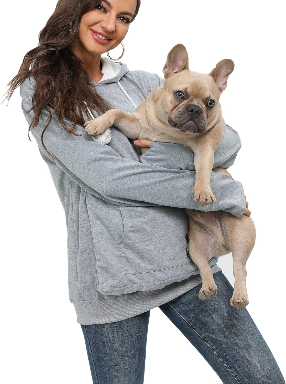 Fleece Pet Cat Small Day Pouch Hoodie Carrier Holder Carrying Sweatshirt Kangaroo Pocket