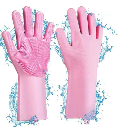 Pet Grooming Cleaning Gloves Dog Cat Bathing Shampoo Glove Scrubber Magic Dishwashing Cleannersponge Silicon Hair Removal Glove