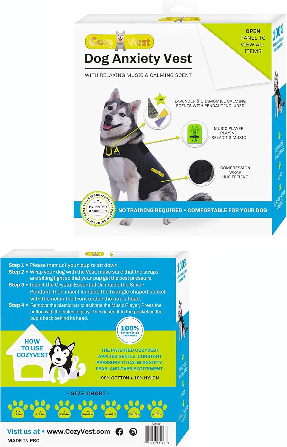3-In-1 Anxiety Vest, Music & Aromatherapy Dog Coat Relaxing Sound & Essential Oil Scent Canine Stress Relief Fireworks Thunder Separation Shirt Jacket Thunderstorm (Black, XXS [Up to 7 Lbs])