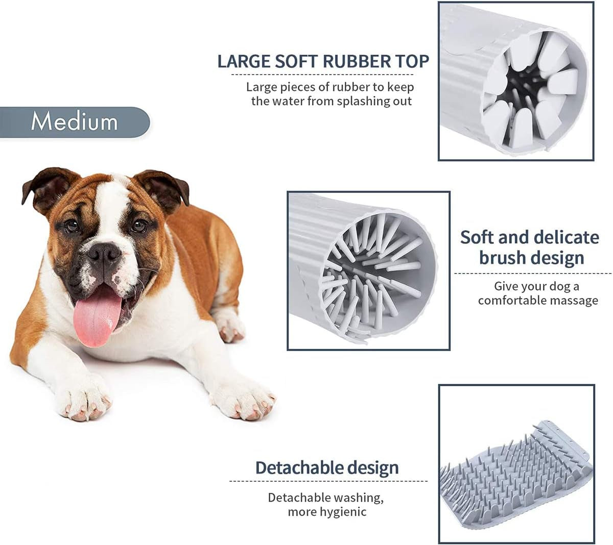 Portable Paw Washer Cup for Small Medium Dogs and Cats - Muddy Foot Cleaner, Grey L