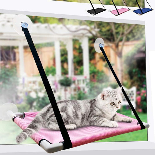 Cat Window Perch, Cat Hammock Window Seat, Perfect Window Sunny Seat Big Pet Perch of Cats Hammock for Climbing Wall Cats, Space Saving and Safety Design, Cat Accessories (Pink)