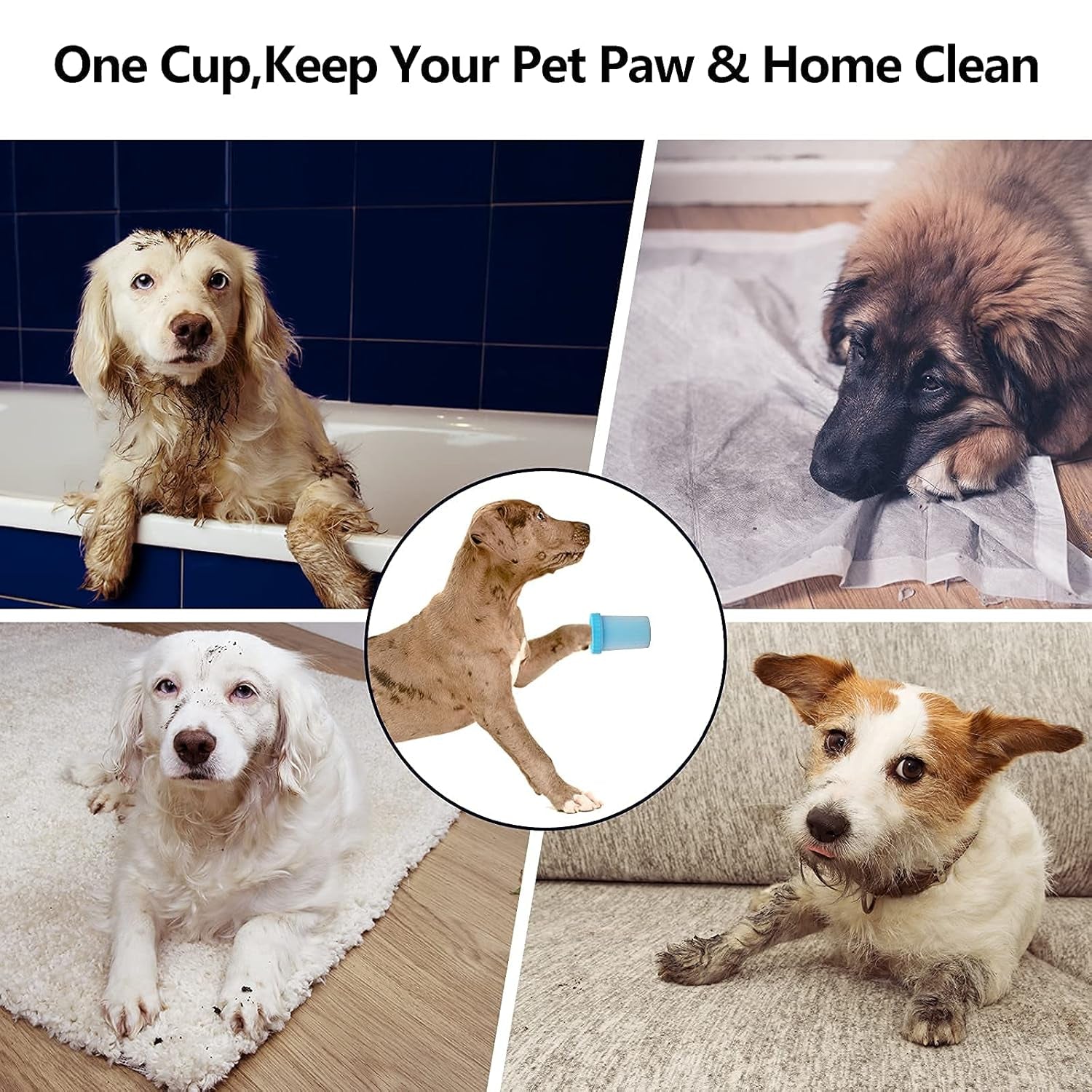 Dog Paw Cleaner with Pet Nail Clippers Pet Shedding Grooming Set 360º Portable Self-Cleaning Washer Cup Muddy Paws Pet Foot Cleaning Brush Cleaner for Large Dogs
