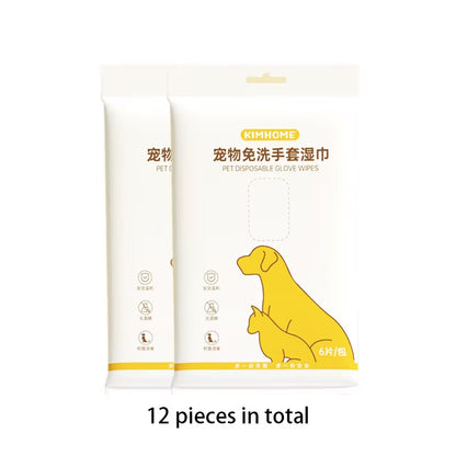 Pet Cleaning Glove Wipes Disposable Pet Grooming Glove for Cats & Dogs, 6 Pieces per Pack, Pet Cleaning Supplies