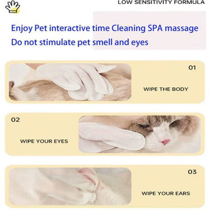 Pet Cleaning Glove Wipes Disposable Pet Grooming Glove for Cats & Dogs, 6 Pieces per Pack, Pet Cleaning Supplies